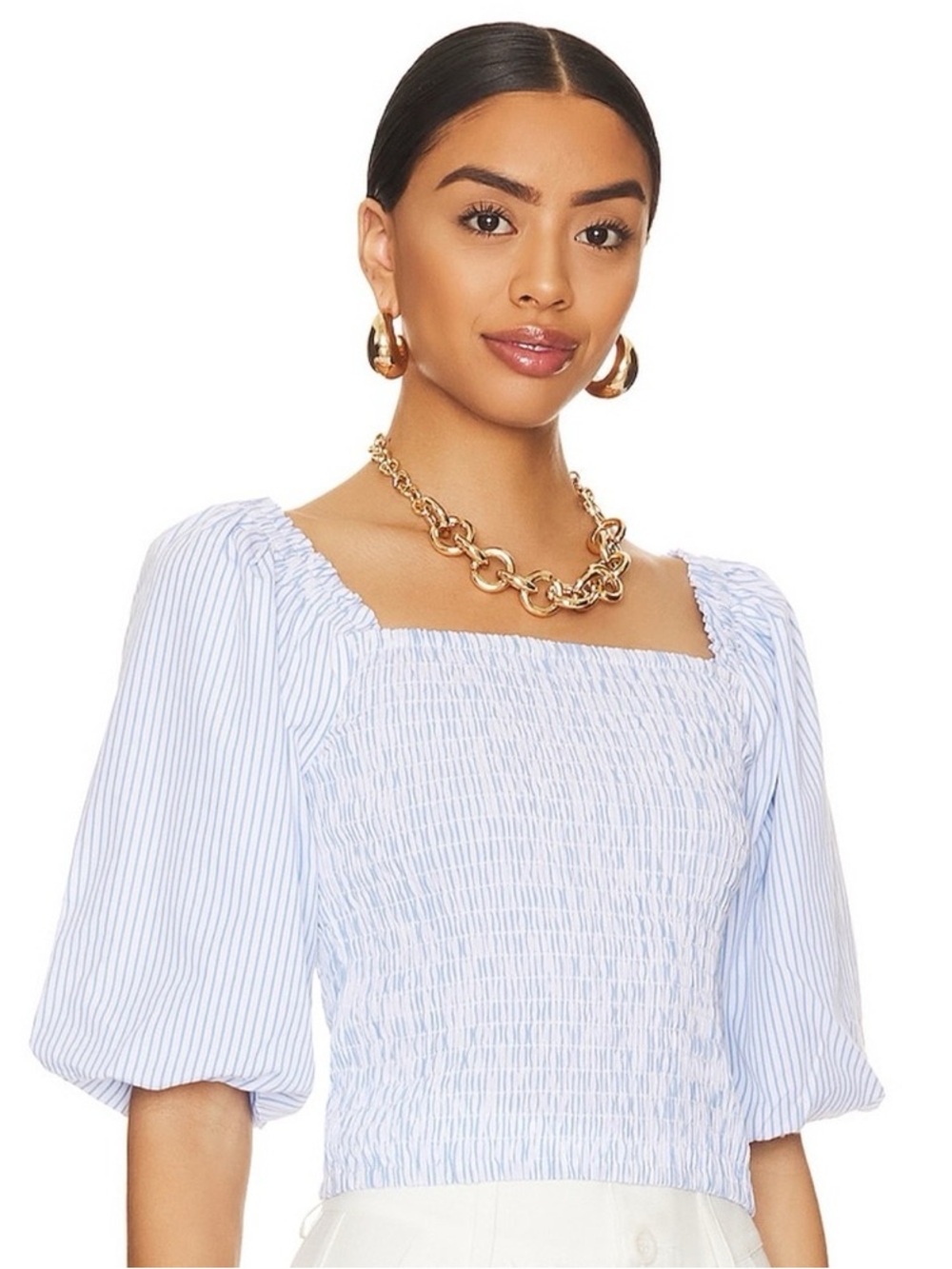 Steve Madden striped smocked top